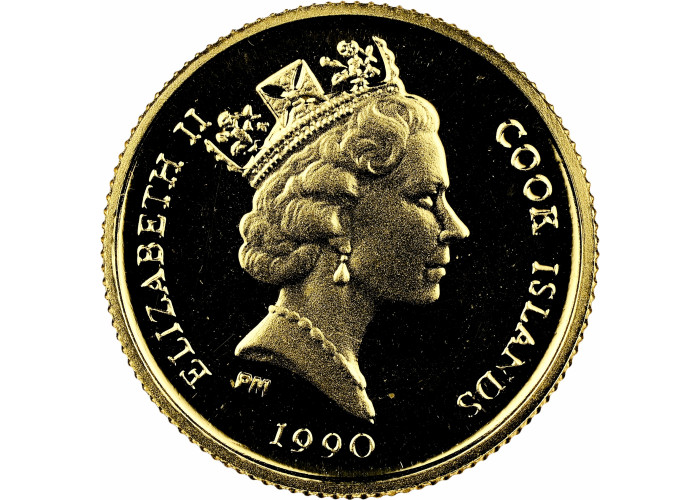 Острова Кука 25 долларов 1990 г. PM, NGC PF68 CAMEO, "Вымирающие виды - Тигр"