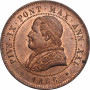 Папская область 4 сольдо 1866 г. R, NGC MS64 RB, "Папа Пий IX (1846 - 1878)"