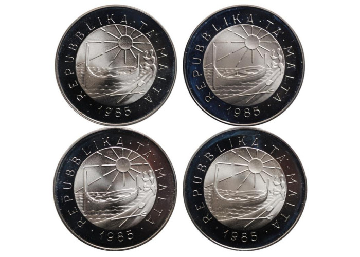 Malta 5 Liri Satz 1985, PROOF, "Maritime Geschichte"