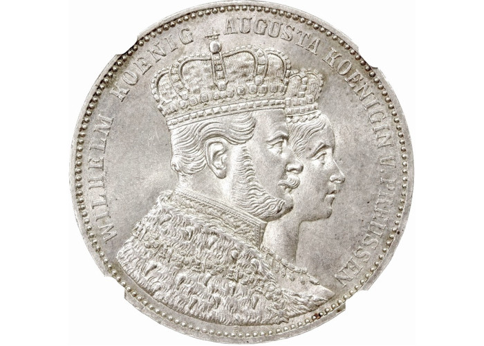 Preussen 1 Taler 1861, NGC MS63, "Krönung von Wilhelm und Augusta"
