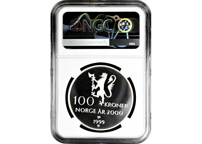 Norwegen 100 Kronen 1999, NGC PF69 UC, "Jahr 2000" Silbermünze