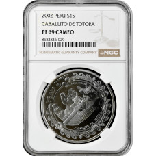 Peru 1 Nuevo Sol 2002, NGC PF69 CAM, "Ibero-Armerika - Keramik Moche" Top Pop