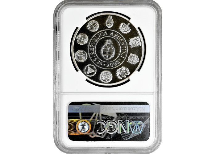 Argentinien 25 Pesos 2002, NGC PF69 CAM, "Segelschiff "Presidente Sarmiento" Top