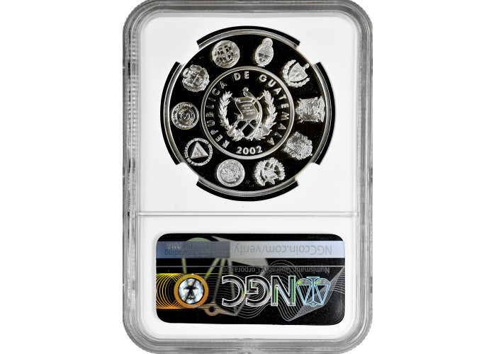 Guatemala 1 Quetzal 2002, NGC PF69 UC, "Ibero-Amerika - Kanufischer" Silbermünze