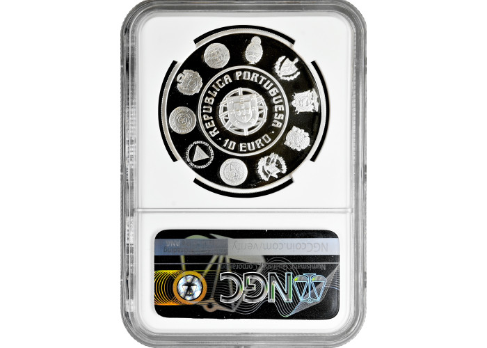 Португалия 10 евро 2003 г., NGC PF69 UC, "Иберо-Америка - Морское дело" Top Pop