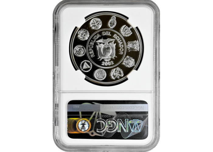 Ecuador 25.000 sucres 2002, NGC PF68 UC, "Ibero-America - Two Worlds"