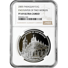 Paraguay 1 Guarani 2005, NGC PF69 UC, "VI Ibero-Amerika - Architektur" Top Pop