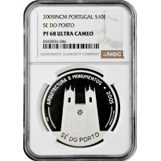 Португалия 10 евро 2005 г., NGC PF68 UC, "Иберо-Америка - Архитектура и памятники"