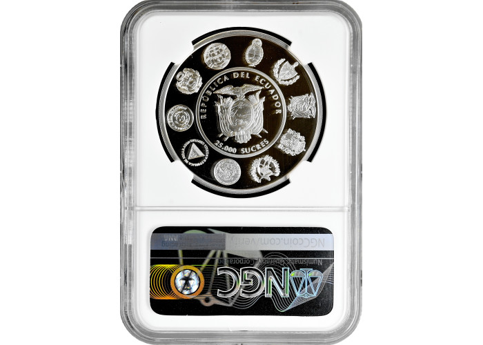 Ecuador 25.000 sucres 2005, NGC PF69 UC, "Ibero-America Society of Jesus"Top Pop