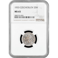 Czechoslovakia 25 heleru 1933, NGC MS65, "First Republic (1919 - 1938)"