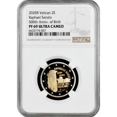 Vatican City 2 euro 2020, NGC PF69 UC, "500th Anniversary - Death of Raphael"