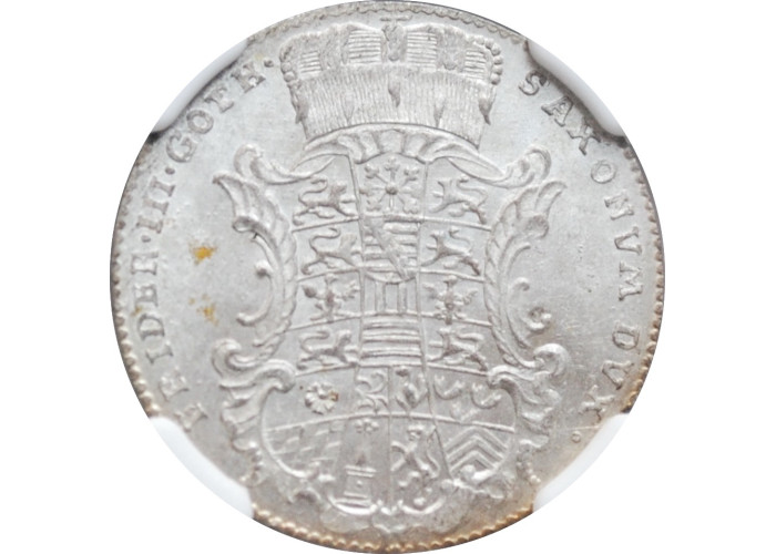 Саксен-Гота-Альтенбург 1/24 талера 1755 г., NGC MS65, "200 лет Аугсбургскому миру"