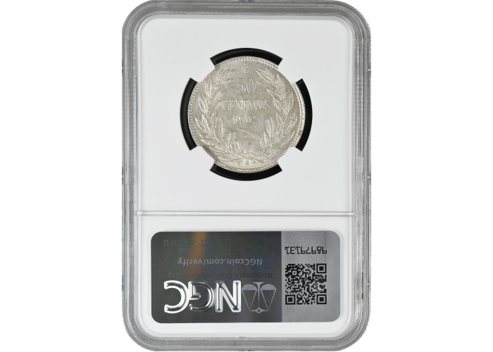 Chile 50 Centavos 1902 So, NGC MS62, "Republik Chile (1899 - 1968)" Silbermünze