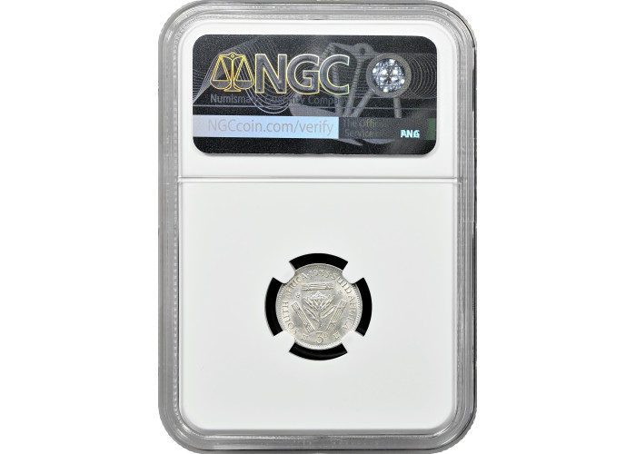 Südafrika 3 Pence 1933, NGC MS62, "König Georg V (1923 - 1936)" Silbermünze