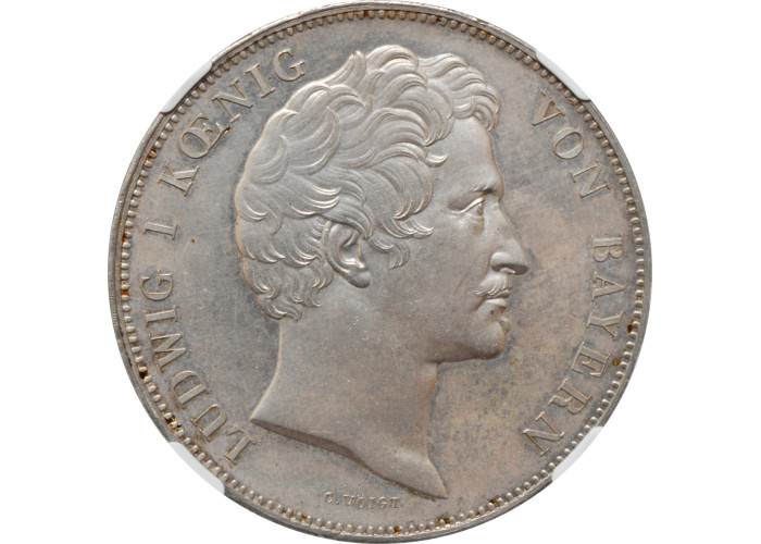 Бавария 2 талера 1842 г., NGC MS62, "Вальхалла"