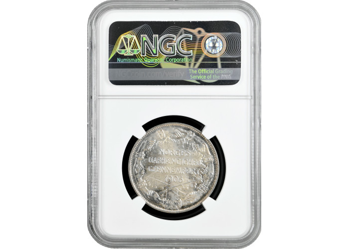 Norwegen 2 Kronen 1907, NGC MS63, "Wache an der Grenze" Silbermünze