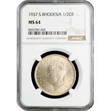Southern Rhodesia 1/2 crown 1937, NGC MS64, "British colony (1932 - 1955)"