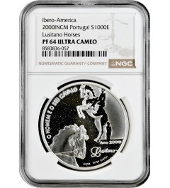 Portugal 1000 escudos 2000, NGC PF64 UC, "Ibero-America - Man and his Horse"
