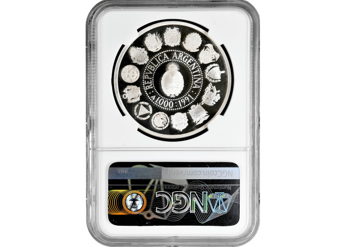 Argentina 1000 australes 1991, NGC PF68 UC, "500th Ann. - Discovery of America"