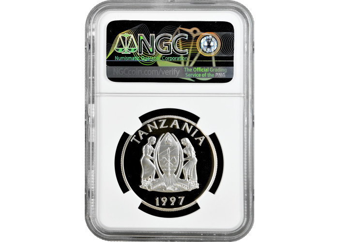 Tanzania 200 shillings 1997, NGC PF70 UC, "Wildlife of Africa - Water Buffalo"