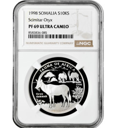 Somalia 10.000 shillings 1998, NGC PF69 UC, "Fauna - Oryx Dammah" Top Pop 1/0