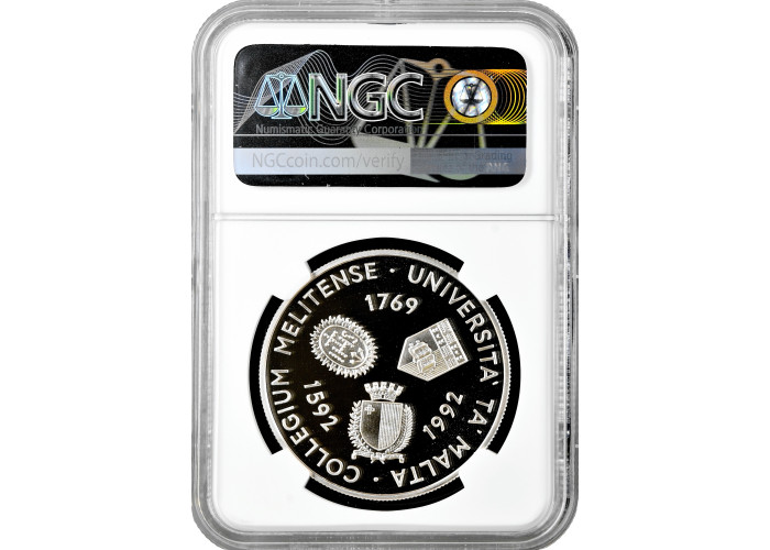 Malta 5 liri 1993, NGC PF70 UC, "400th Anniv. - University of Malta" Top Pop 1/0