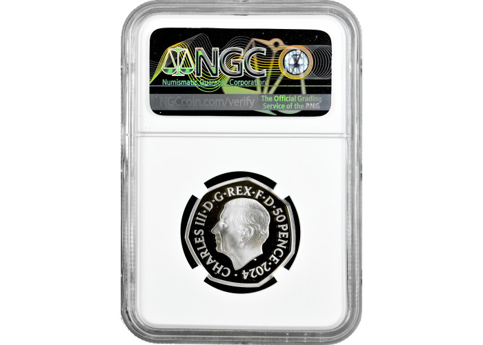 Great Britain 50 pence 2024, NGC PF69 UC, "Dinosaur - Tyrannosaurus, Colored" Ag