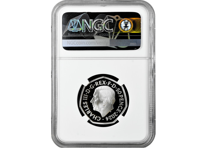 Great Britain 50 pence 2024, NGC PF69 UC, "Dinosaur - Diplodocus, Colored" Ag