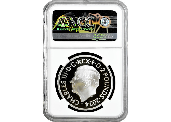 Великобритания 2 фунта 2024 г., NGC PF69 UC, "Британия, Океанская волна и Луна"