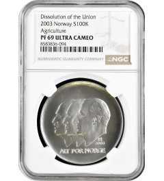 Norway 100 kroner 2003, NGC PF69 UC, "Dissolution of the Union - Agriculture"
