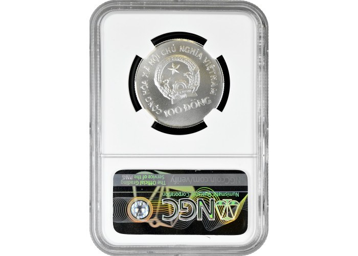 Vietnam 100 dong 1986, NGC MS70, "1986 FIFA World Cup - Kick" Top Pop