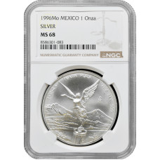 Mexico 1 onza 1996 Mo, NGC MS68, "Silver Bullion Coinage "Libertad"