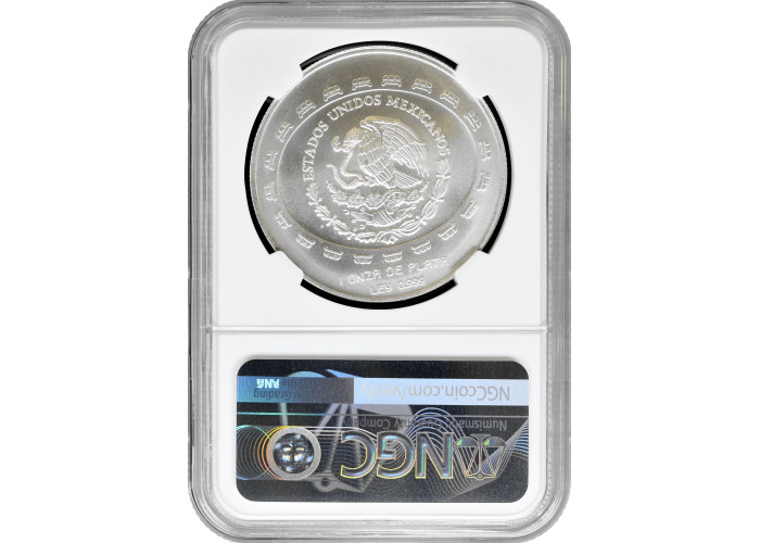 Mexico 5 pesos 1998 Mo, NGC MS67, "Teotihuacan - Disco de la Muerte" silver coin