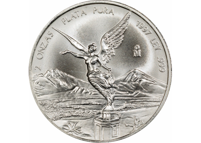 Mexico 2 onza 1997 Mo, PCGS MS67, "Silver Bullion Coinage "Libertad"