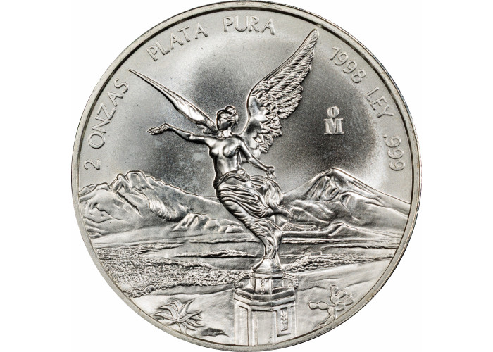 Mexico 2 onza 1998 Mo, PCGS MS67, "Silver Bullion Coinage "Libertad"