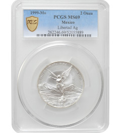 Mexico 2 onza 1999 Mo, PCGS MS69, "Silver Bullion Coinage "Libertad" Top Pop