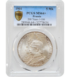 Prussia 5 mark 1901 A, PCGS MS64+, "200th Anniversary - Kingdom of Prussia"