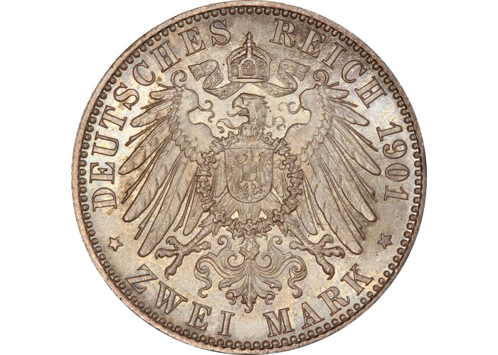 Пруссия 2 марки 1901 г. A, PCGS MS66, "200 лет Пруссии"