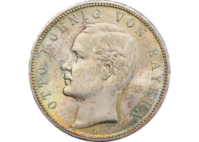 Bavaria 5 mark 1898 D, PCGS MS64, "King Otto I (1886 - 1913)" silver coin