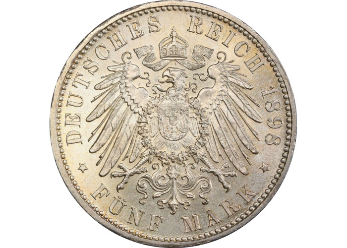 Bavaria 5 mark 1898 D, PCGS MS64, "King Otto I (1886 - 1913)" silver coin