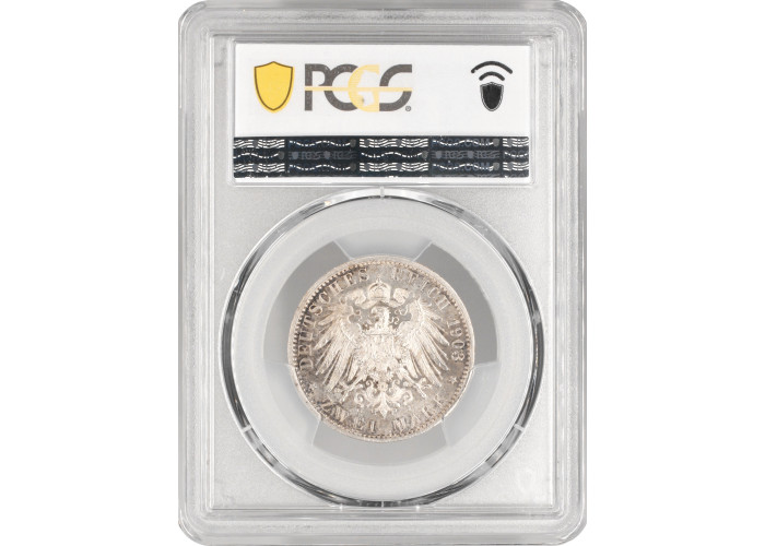 Saxe-Weimar-Eisenach 2 mark 1903 A, PCGS MS63, "Wedding of William & Caroline"