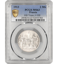Prussia 2 mark 1913 A, PCGS MS63, "Napoleon Defeat" silver coin