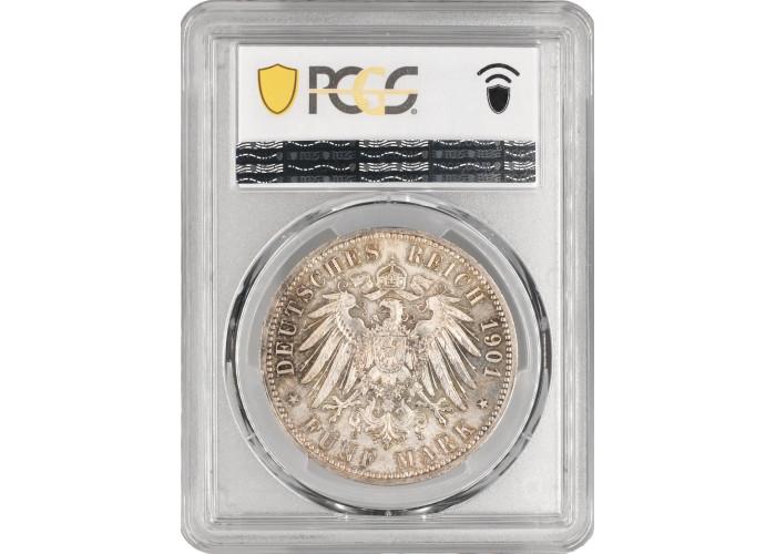 Пруссия 5 марок 1901 г. A, PCGS MS62, "200 лет Пруссии"