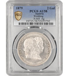 Austria 2 florin 1879, PCGS AU58, "Silver Wedding Anniversary" silver coin