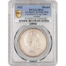 Weimar Republic silver medal 1932, PCGS SP62, "Johann Wolfgang von Goethe"