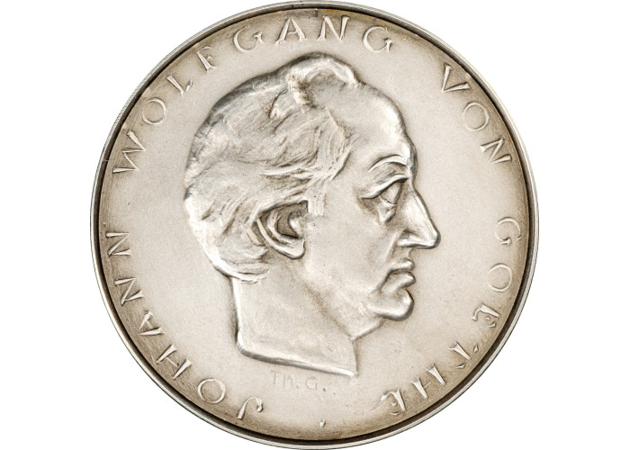 Weimar Republic silver medal 1932, PCGS SP62, "Johann Wolfgang von Goethe"