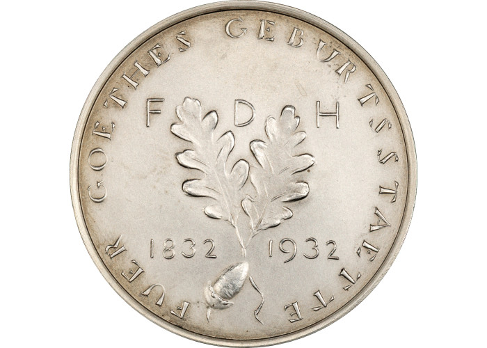 Weimar Republic silver medal 1932, PCGS SP62, "Johann Wolfgang von Goethe"