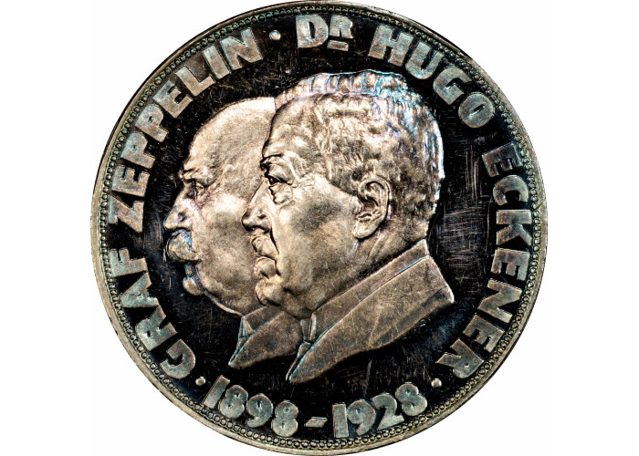 Weimar Republic silver medal 1928, PSGS SP63, "Zeppelin World Tour" KAISER-493