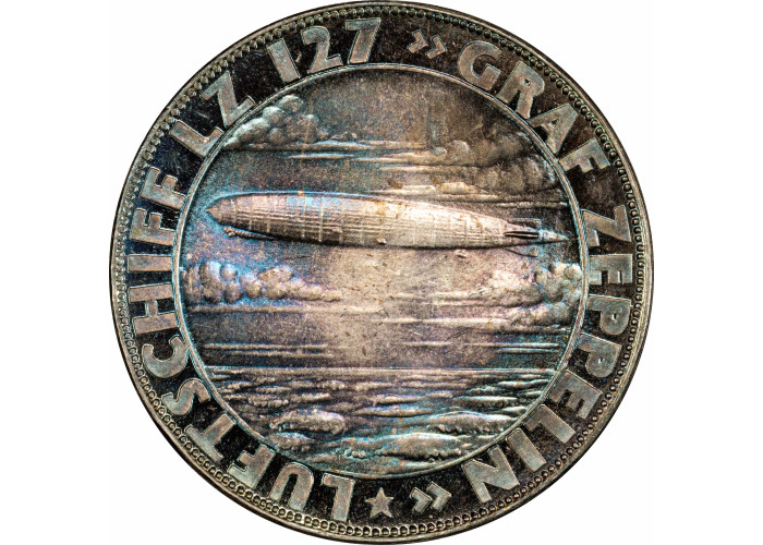 Weimar Republic silver medal 1928, PSGS SP63, "Zeppelin World Tour" KAISER-493