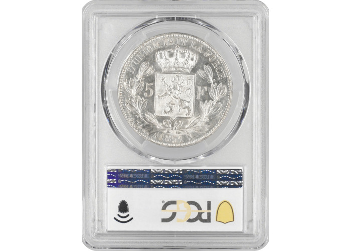 Belgium 5 francs 1851, PCGS MS62, "King Leopold I (1832 - 1865)" silver coin